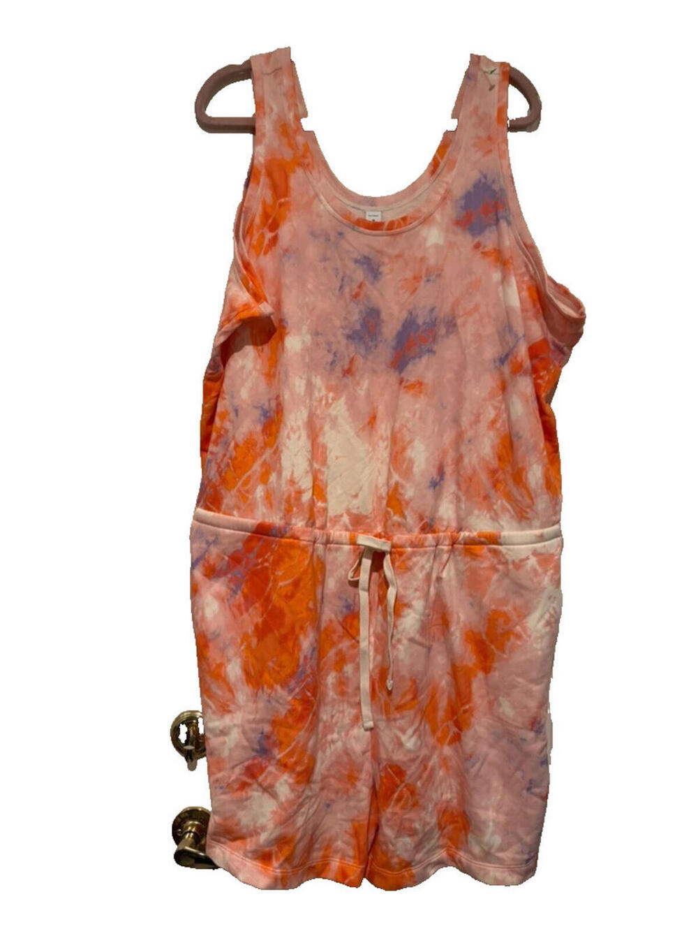 Old Navy one‎ piece shorts jumper orange tie dye stretchy sz 3X new with tags AA